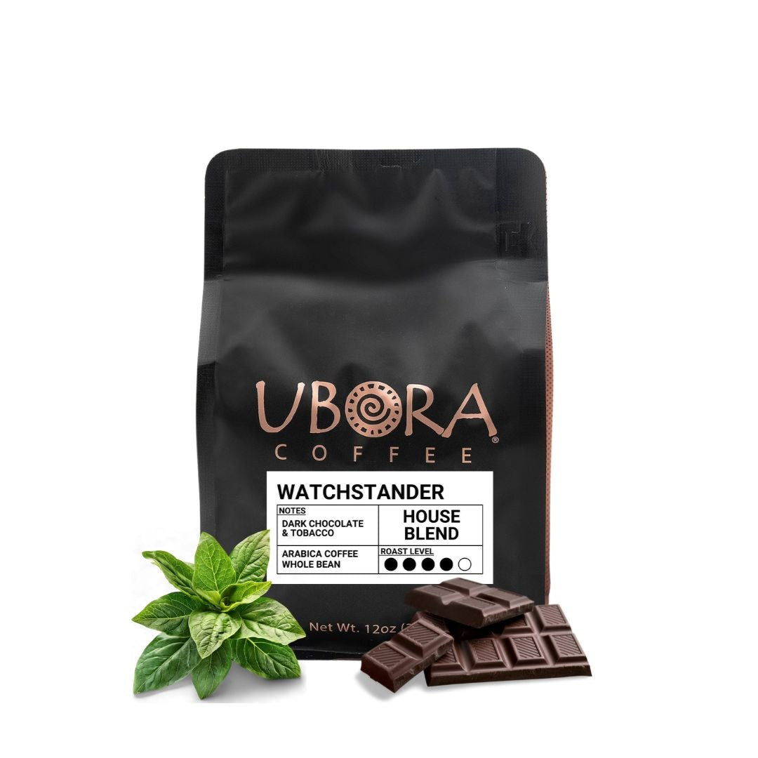 Ubora Coffee package with chocolate, vanilla, and hazelnut on a white background
