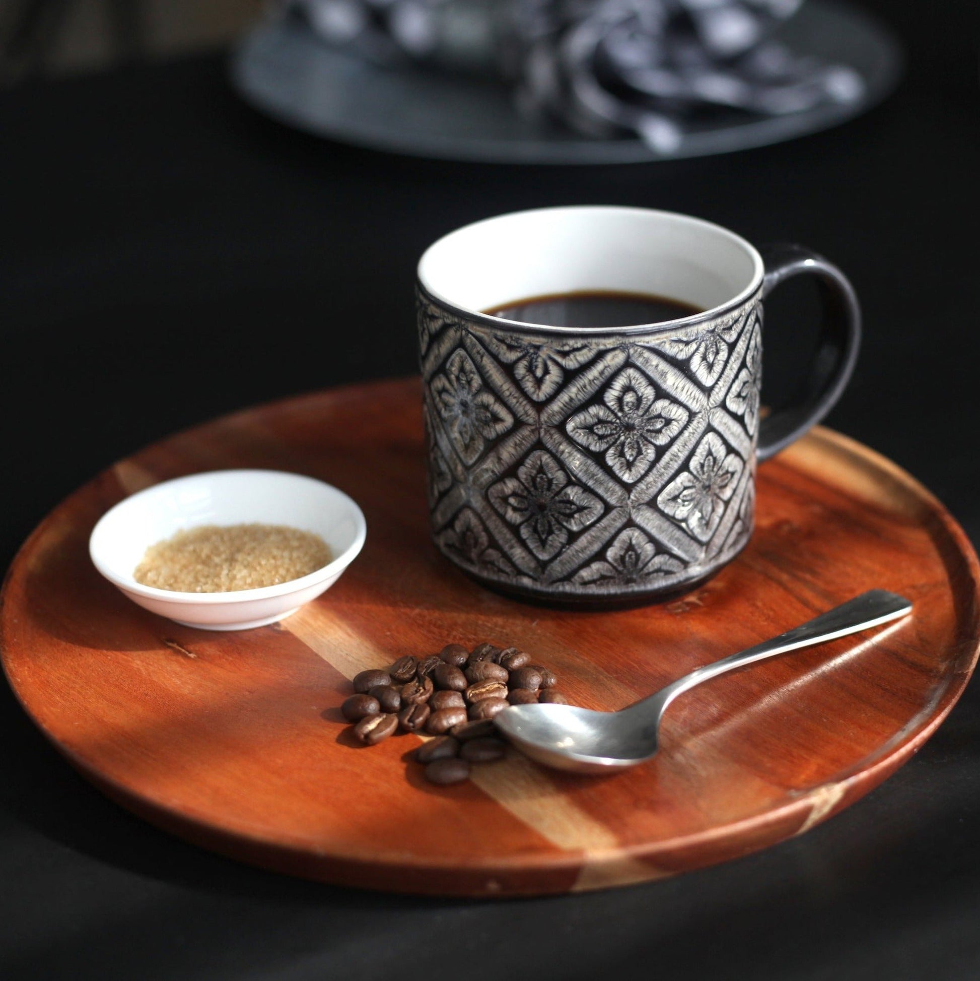 tray with cup of coffee